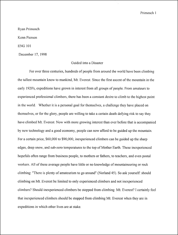 Research Paper - Final
Version: Guided into a Disaster by Ryan Primosch